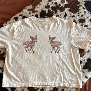 Cream Deer Print T-Shirt